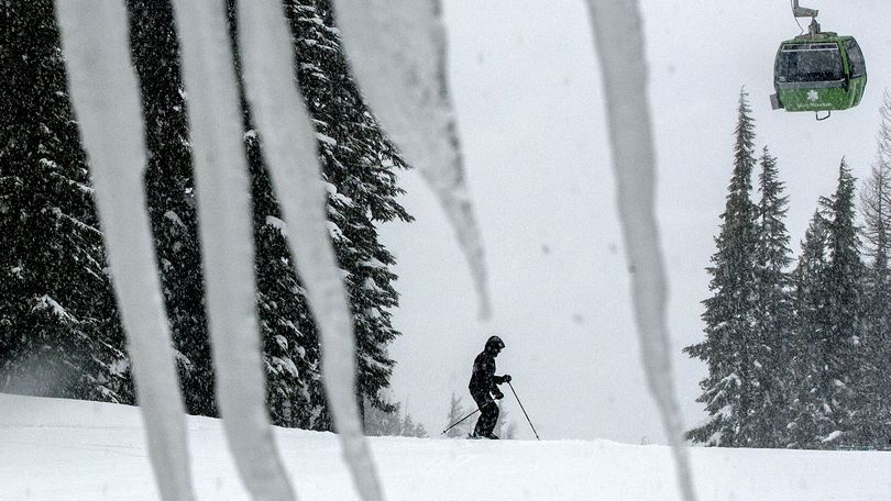 A skier takes advantage of the snowy conditions at Silver Mountain in Kellogg on Monday. The Oregon company trying to sell Silver Mountain Resort has extended the auction process until March 18. (Kathy Plonka)
