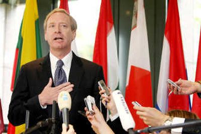
Microsoft General Counsel Brad Smith addresses the media in Luxembourg after the EU's Court of First Instance dismissed Microsoft Corp.'s appeal of a landmark antitrust ruling Monday. Associated Press
 (Associated Press / The Spokesman-Review)