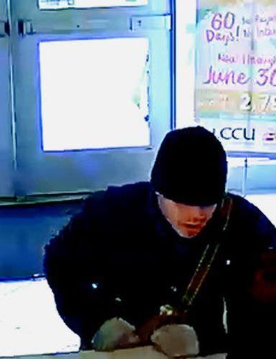 This image taken from a Lewis Clark Credit Union security camera shows a person who robbed the credit union Monday. (Lewis Clark Credit Union)