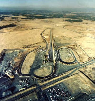 An aerial view shows Spokane Raceway Park in 1998. (Photo courtesy of Spokane Raceway Park / The Spokesman-Review)