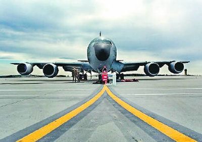 A KC-135 tanker sits on the flight line at Fairchild Air Force Base in 2005. 
 (File / The Spokesman-Review)