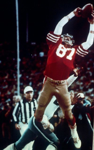 San Francisco 49ers fans will be able to watch wide receiver Dwight Clark’s leaping catch against Dallas on YouTube. (PHIL HUBER / Associated Press)