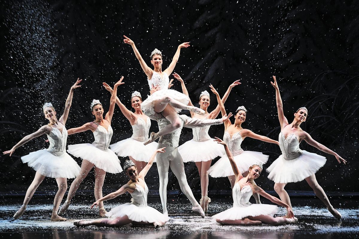 Dancing Snowflakes and the Snow King and Queen welcome Clara and her Prince as they travel through the Land of Snow on their way to the Land of Sweets during Act 1 of State Street Ballet’s 2019 production of “The Nutcracker” at Martin Woldson Theater at the Fox.  (Colin Mulvany/The Spokesman-Review)