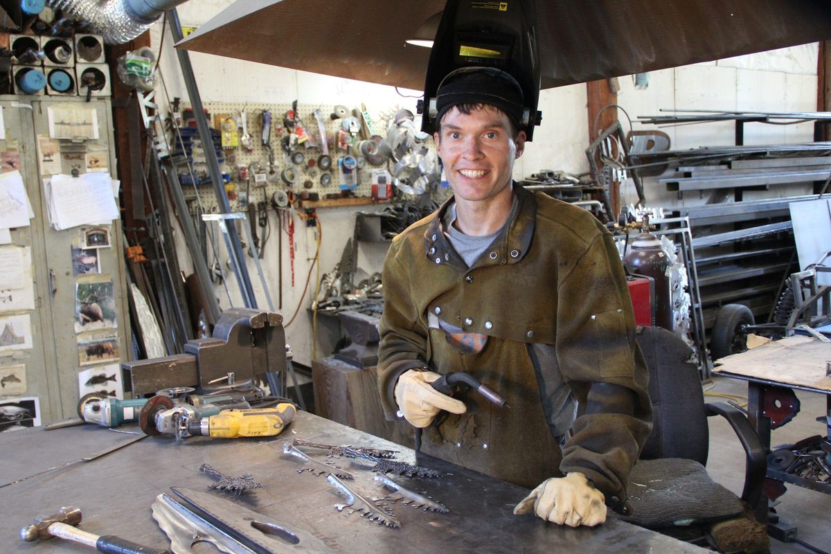 Artist David Fitzgerald started welding at age 14, he says, “partly because our sawmill was always breaking down.” (Michael Guilfoil / The Spokesman-Review)