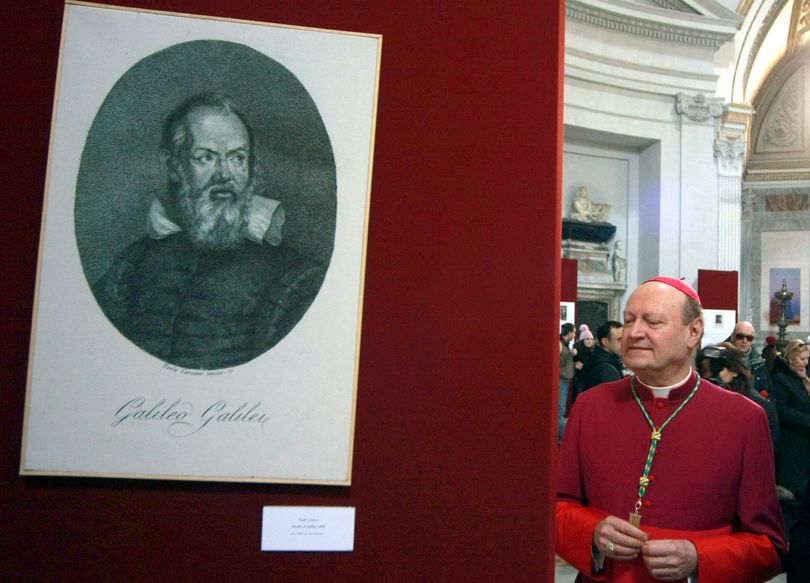 In this February photo, Monsignor Gianfranco Ravasi looks on near a portrait of   Galileo Galilei. The Vatican wants to study possible alien life.  (File Associated Press / The Spokesman-Review)