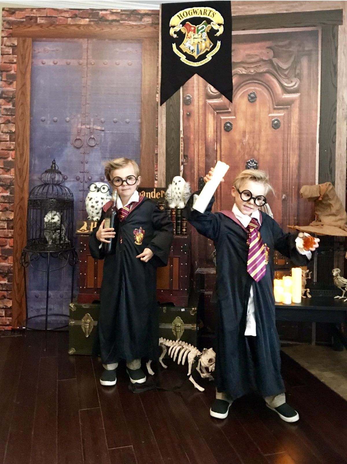 Ethan and Logan Cotter, sons of Bethany Schoeff and Daniel Cotter, clarinetist and the symphony’s general manager, prepare for “Halloween at Hogwarts.” (Courtesy photo)