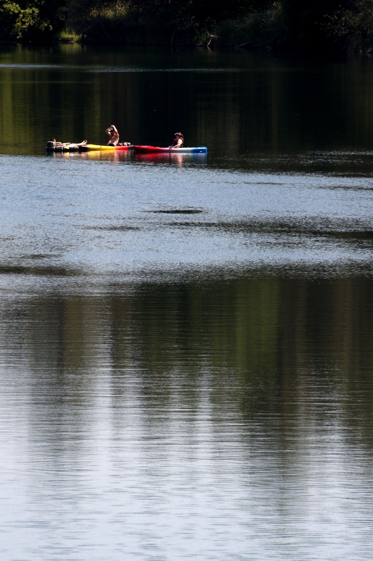 Floaters seek refuge from the heat on the on the Spokane River on Thursday, July 6, 2017, in Spokane, Wash. (Tyler Tjomsland / The Spokesman-Review)