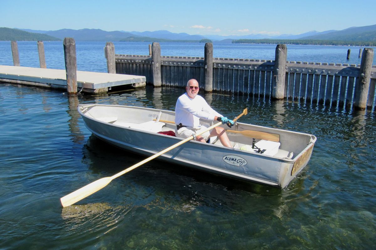 Stan Bech of Spokane leaves Coolin at the south end of Priest Lake for his 30-mile uplake row.