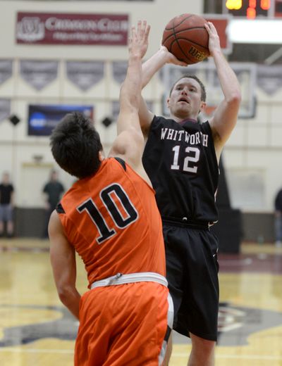 Whitworth's Wade Gebbers (12) shoots from the top of the key. (Colin Mulvany)