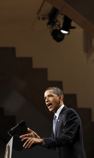 President Barack Obama speaks about financial reform at Cooper Union in New York Thursday. (Associated Press)