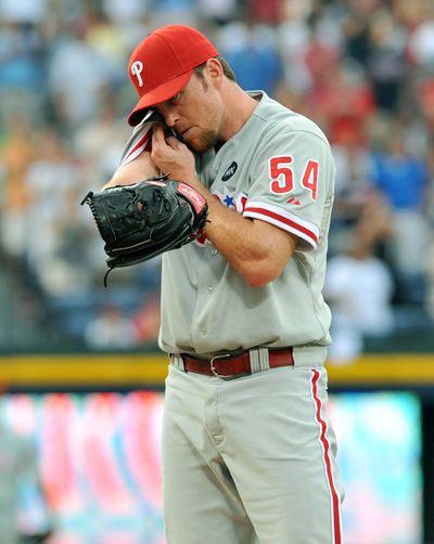 Brad Lidge’s future as Phillies closer is undecided.  (Associated Press / The Spokesman-Review)