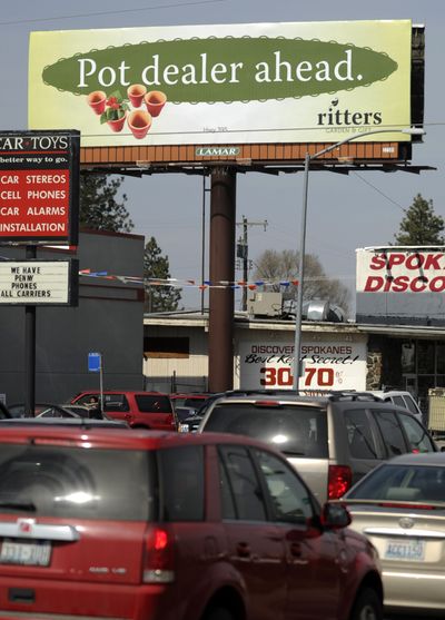 This billboard for Ritters Florist and Nursery on North Division Street has some people upset. (Colin Mulvany)