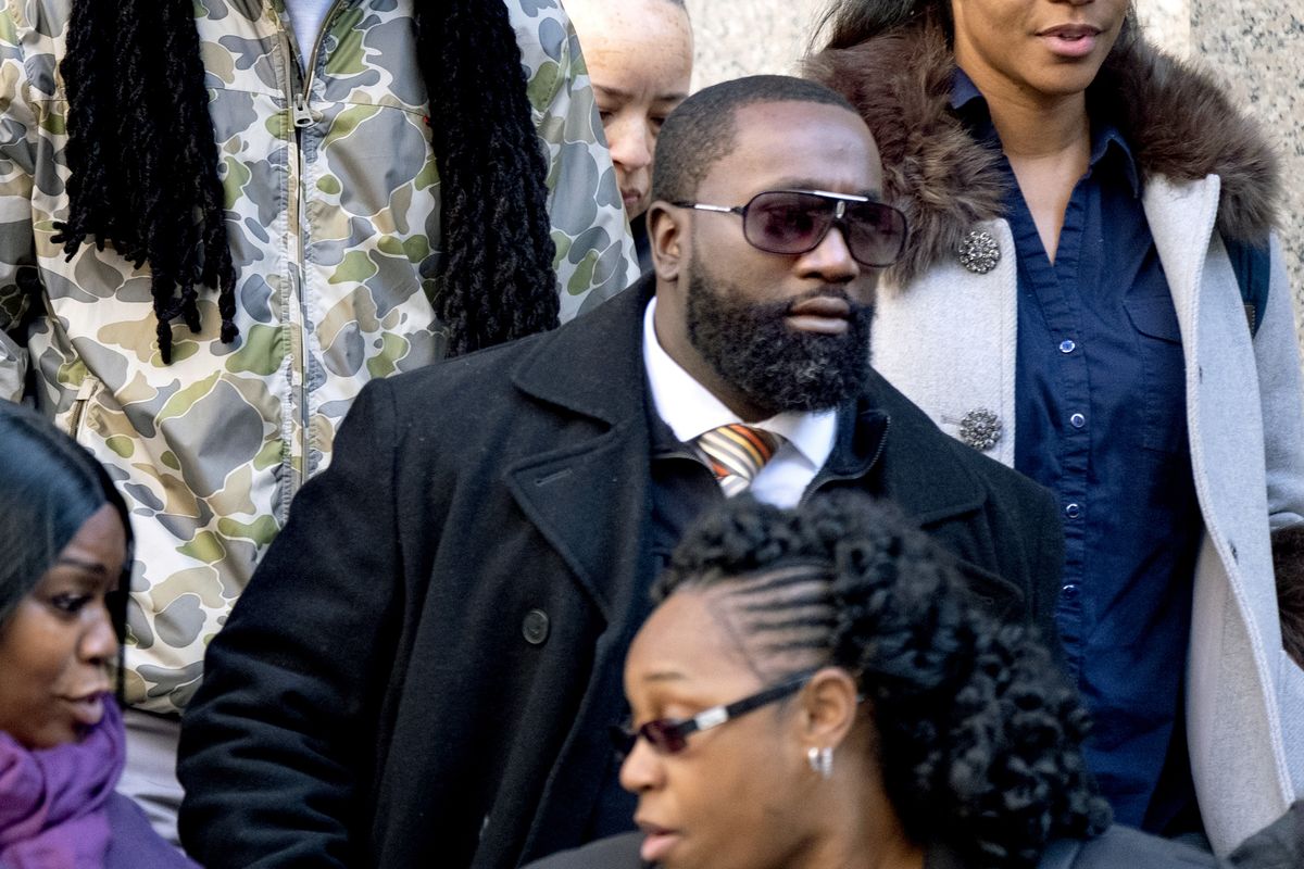  In this Nov. 25, 2019 photo, Michael Thomas, a federal jail guard responsible for monitoring Jeffrey Epstein the night he killed himself, leaves federal court in New York. The two Bureau of Prisons workers tasked with guarding Epstein the night he killed himself, Tava Noel and Thomas, have admitted they falsified records but will skirt any time behind bars under a deal with federal prosecutors, authorities said Friday, May 21, 2021.  (Craig Ruttle)