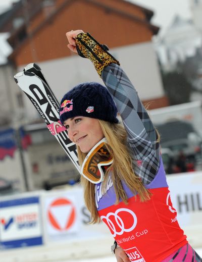 Lindsey Vonn triumphed through poor weather.  (Associated Press)