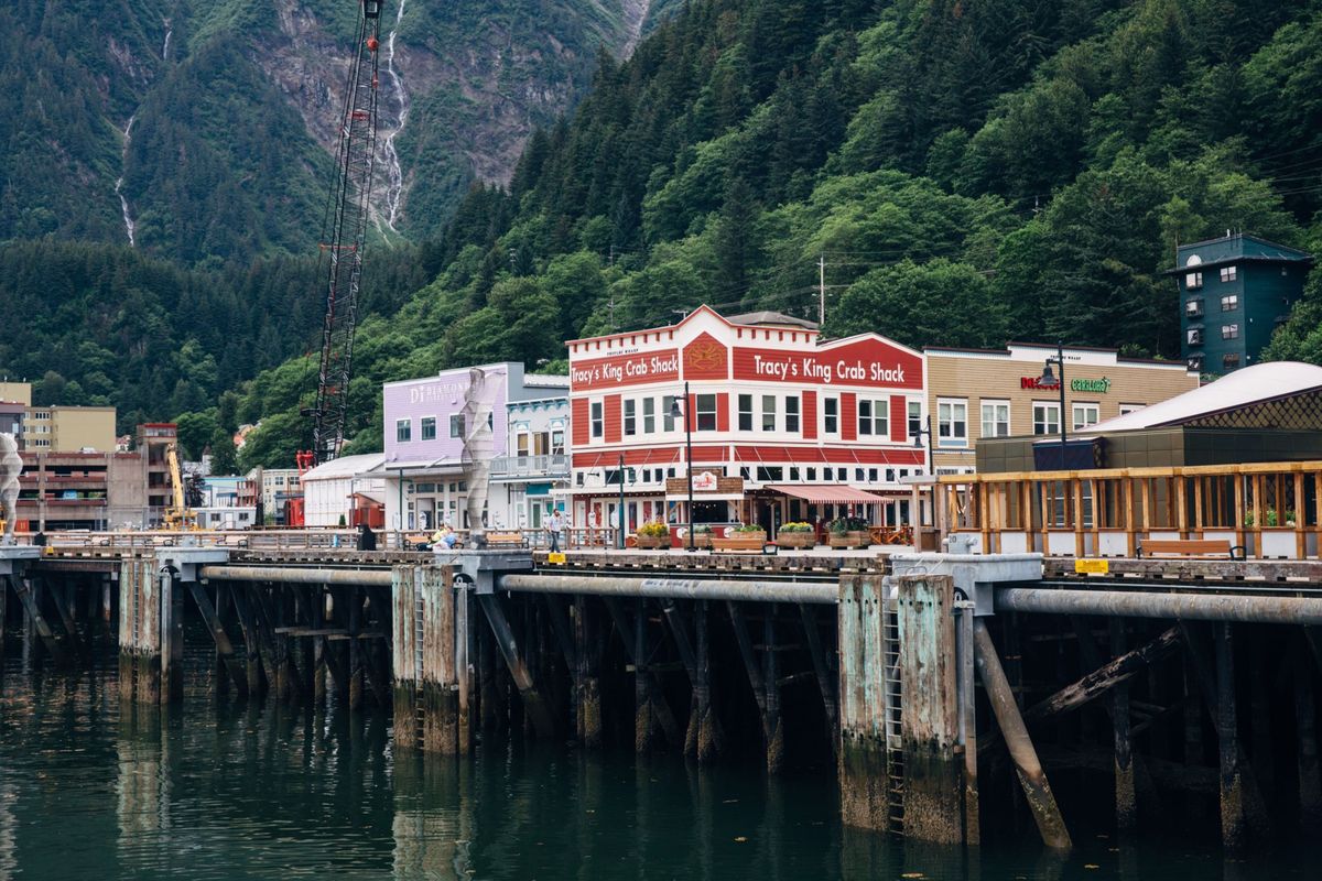 Boat slips stand empty at a dock in Juneau, Alaska, on July 22, 2020.  (Meg Roussos/Bloomberg)