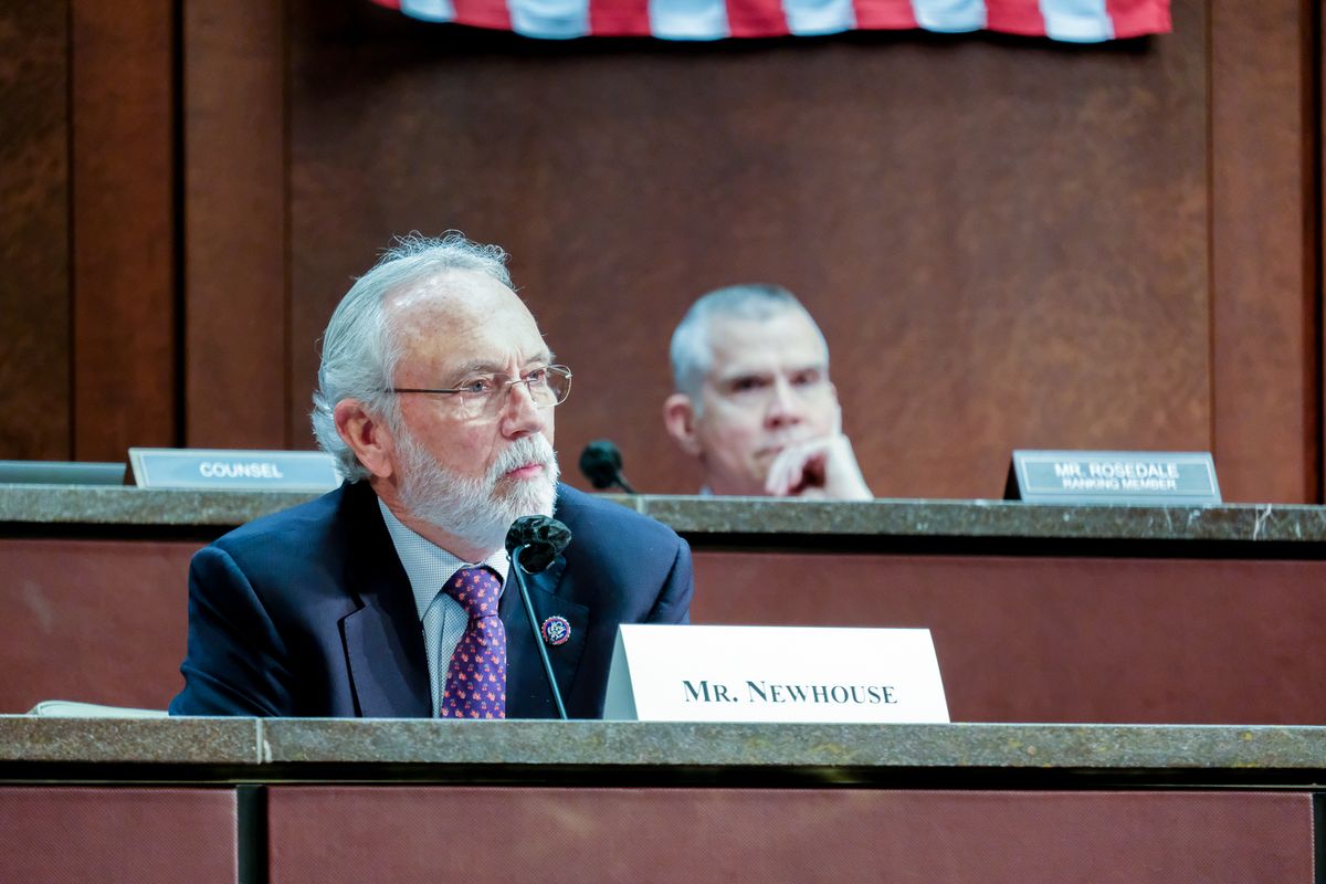Rep. Dan Newhouse, R-Sunnyside, questions officials from the Department of Veterans Affairs at a House VA subcommittee hearing at the Capitol.  (Orion Donovan-Smith/The Spokesman-Review)