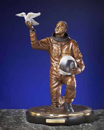 
A model of the Michael Anderson statue planned for the future science center.
 (Craig Sweat/Courtesy of Michael P. Anderson  Memorial Statue Fund / The Spokesman-Review)