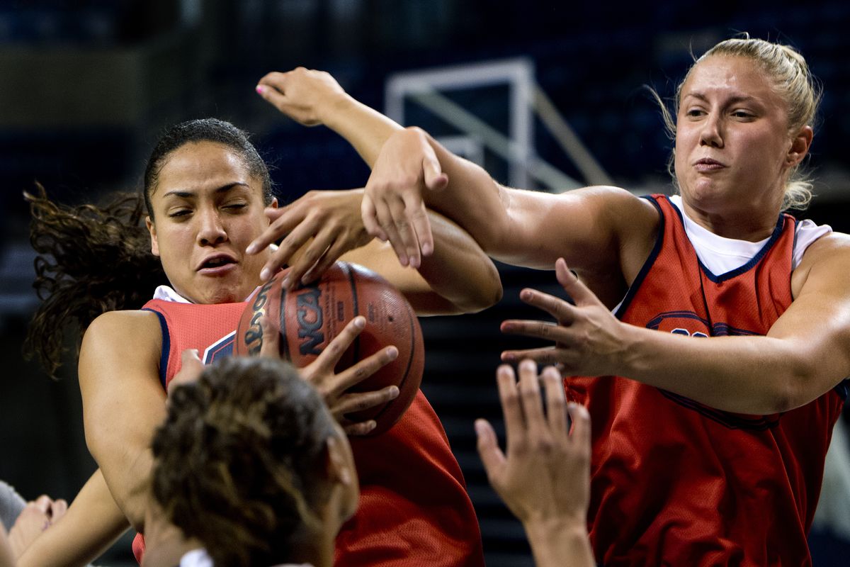 Guard Haiden Palmer, left, and forward Stephanie Golden are expected to be key contributors for Gonzaga this season. (Dan Pelle)