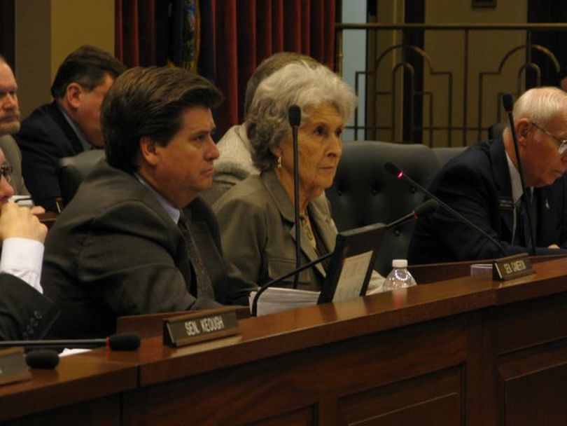JFAC Co-Chairs Rep. Maxine Bell, right, and Sen. Dean Cameron, left, preside over the public hearing on school funding on Friday morning. More than 130 people signed up to testify. (Betsy Russell)