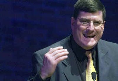 
Retired Marine Maj. Scott Ritter, the former chief U.N. weapons inspector in Iraq, gestures while making a point during his speech at The Met on Thursday. His speech was sponsored by local peace activists. 
 (Christopher Anderson/ / The Spokesman-Review)