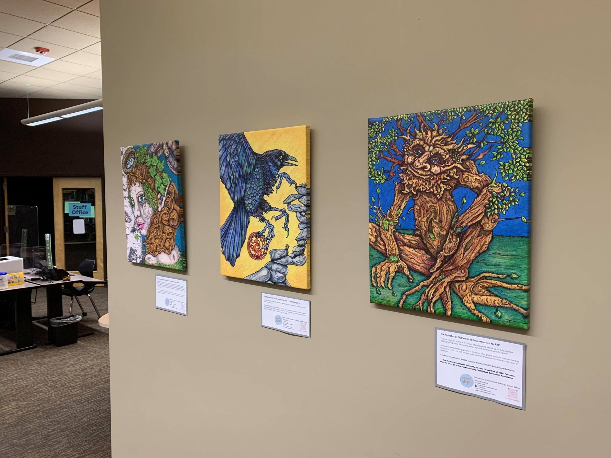 Teacher Steph Sammons's mythical creature painting series is on display at  Post Falls and Liberty Lake libraries | The Spokesman-Review