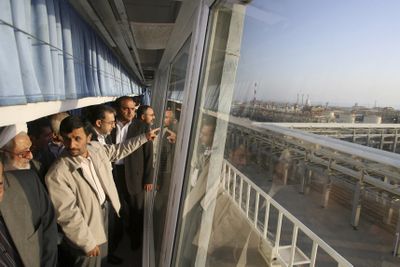 Iranian President Mahmoud Ahmadinejad attends  the inauguration Tuesday of Iran’s fourth refinery feeding on natural gas from the joint Iran-Qatar field in the Persian Gulf.  (Associated Press / The Spokesman-Review)