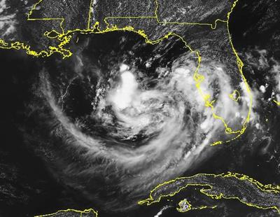 A satellite radar image from Saturday shows a system that could develop into a tropical depression or storm.  (National Hurricane Center)