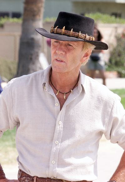 Though “Crocodile Dundee” was mostly about Paul Hogan’s human character (he is shown here on Sept. 9, 2000), Burt the crocodile made an appearance in the Australian Outback.  (Kevin Winter/Hulton Archive/TNS)