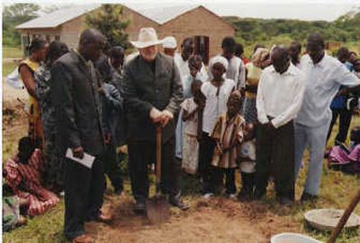 
Pastor Don Russell breaks ground for the school building in Tanzania.Courtesy of Don Russell
 (Courtesy of Don Russell / The Spokesman-Review)