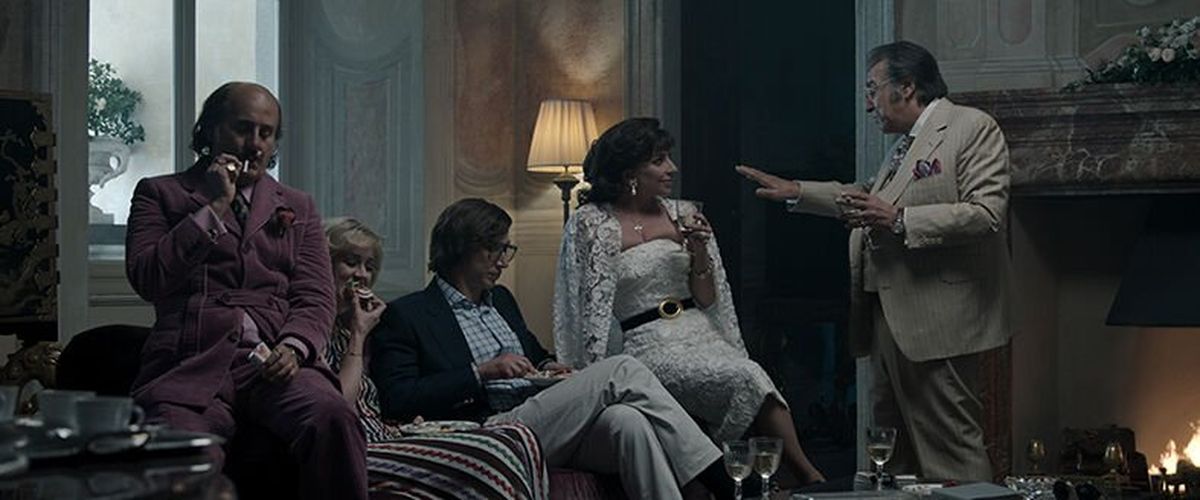 Jared Leto, Florence Andrews, Adam Driver, Lady Gaga and Al Pacino in director Ridley Scott’s “House of Gucci.”  (Metro Goldwyn Mayer Pictures)