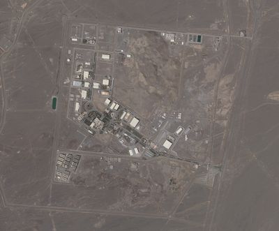This satellite photo provided from Planet Labs Inc. shows Iran's Natanz nuclear facility on Wednesday, April 14, 2021. Iran began enriching uranium Friday, April 16, 2021, to its highest level ever at Natanz, edging closer to weapons-grade levels to pressure talks in Vienna aimed at restoring its nuclear deal with world powers after an attack on the site. (HONS)