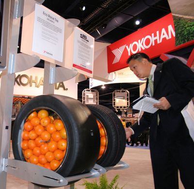 Consumers will get to see eco-friendly Yokohama orange oil tires on the race track and in stores this summer. (ARA)