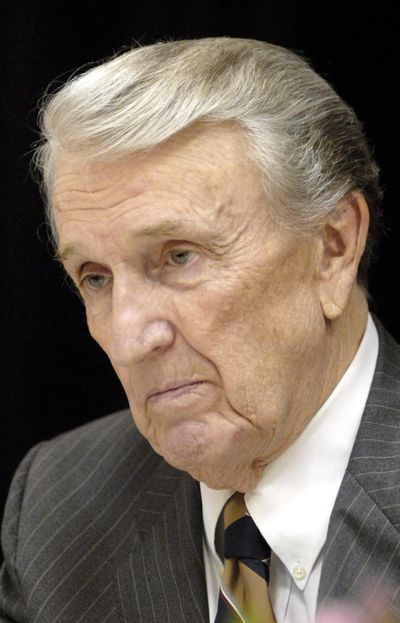 In this Friday, March 16, 2007, file photo, former U.S. Sen. Dale Bumpers is seen before he was inducted into the Arkansas Agriculture Hall of Fame, in Little Rock, Ark.