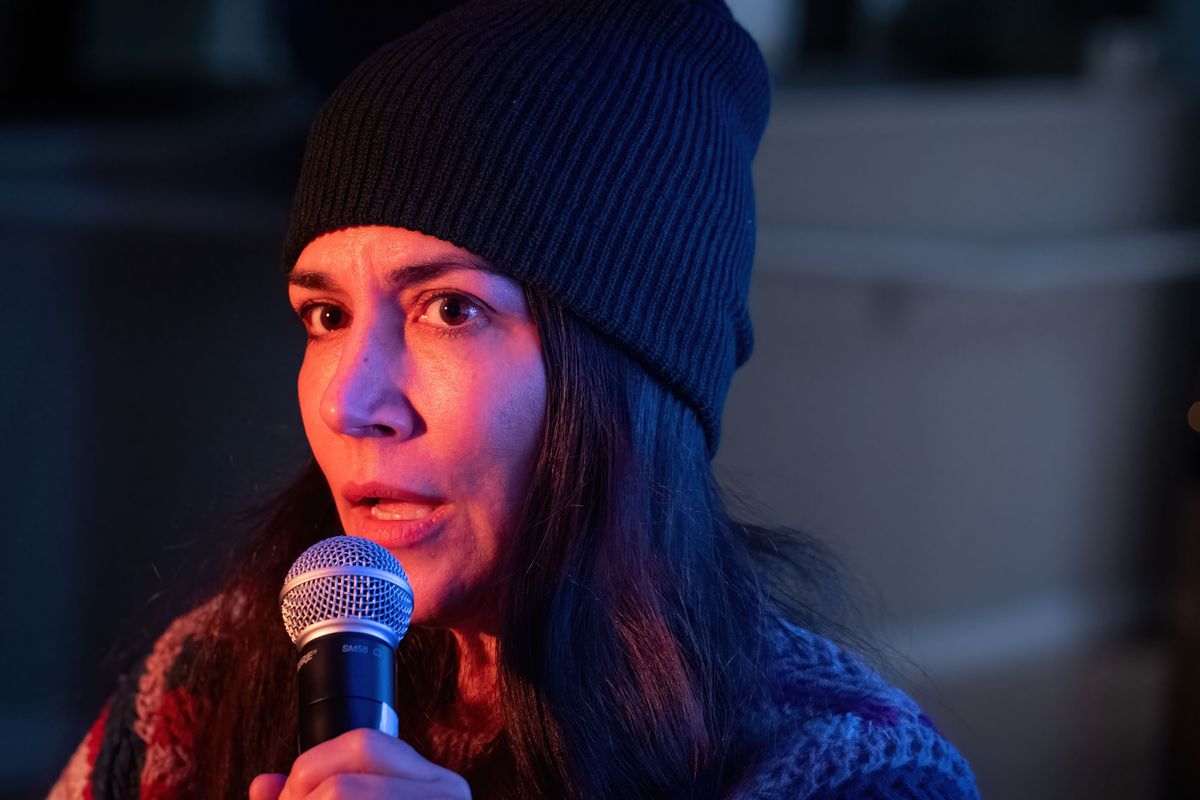 Carla Crujido, author of “The Strange Beautiful,” speaks about her book of short stories during a Northwest Passages event in 2024. Crujido is seeking true tales from the Crescent Department Store for a work of fiction she aims to write.  (COLIN MULVANY/THE SPOKESMAN-REVIEW)