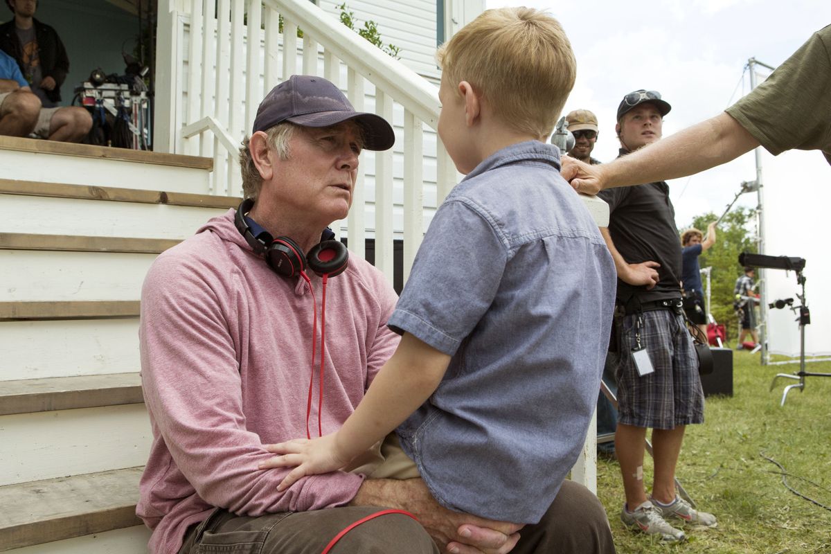 Director Randall Wallace talks with actor Connor Corum on the set of TriStar Pictures’ “Heaven Is for Real.”