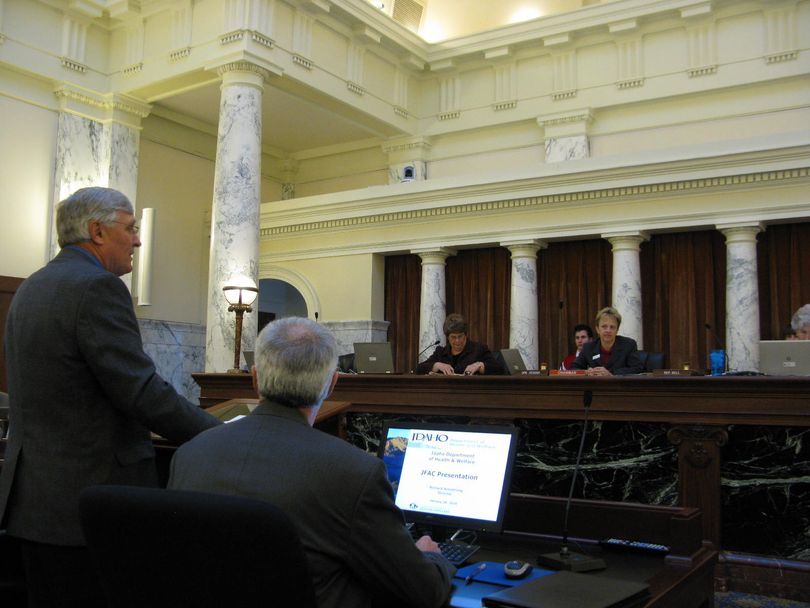Idaho Health & Welfare Director Dick Armstrong makes his budget pitch to state lawmakers on Monday morning (Betsy Z. Russell)