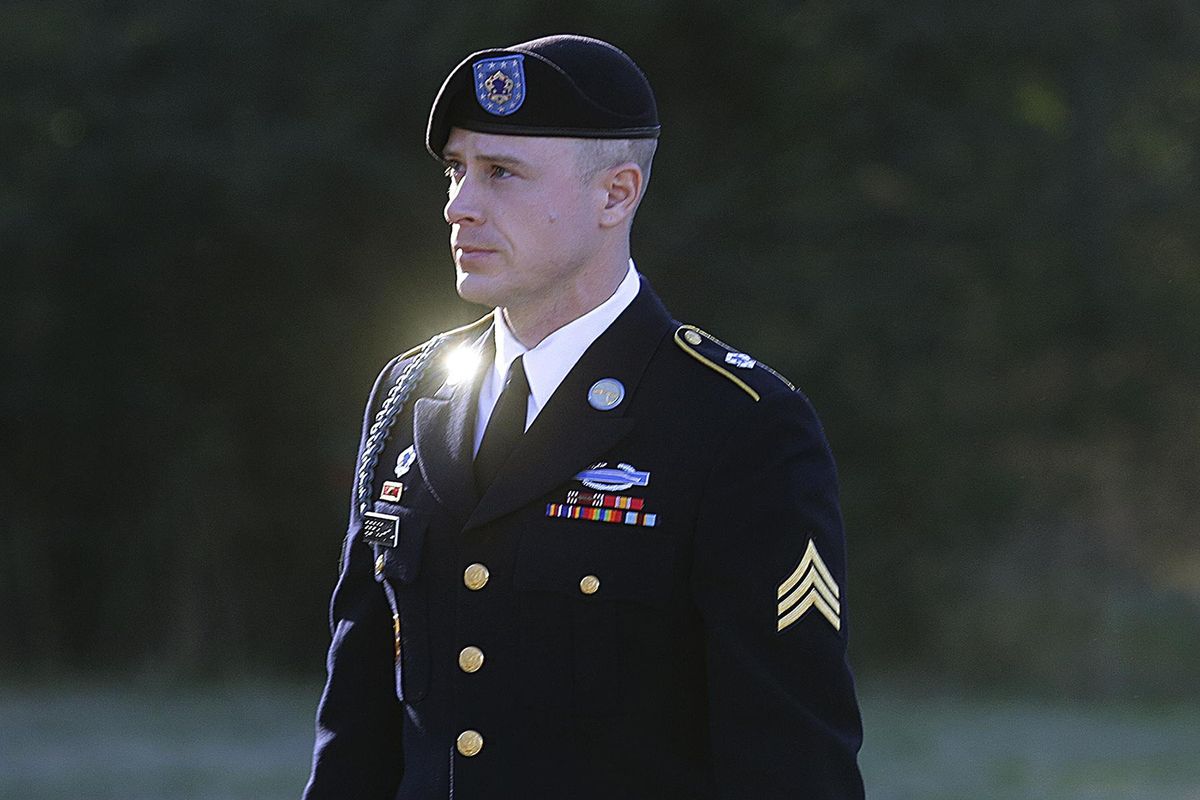 In this Jan. 12, 2016, file photo, Army Sgt. Bowe Bergdahl arrives for a pretrial hearing at Fort Bragg, N.C. (Ted Richardson / Associated Press)