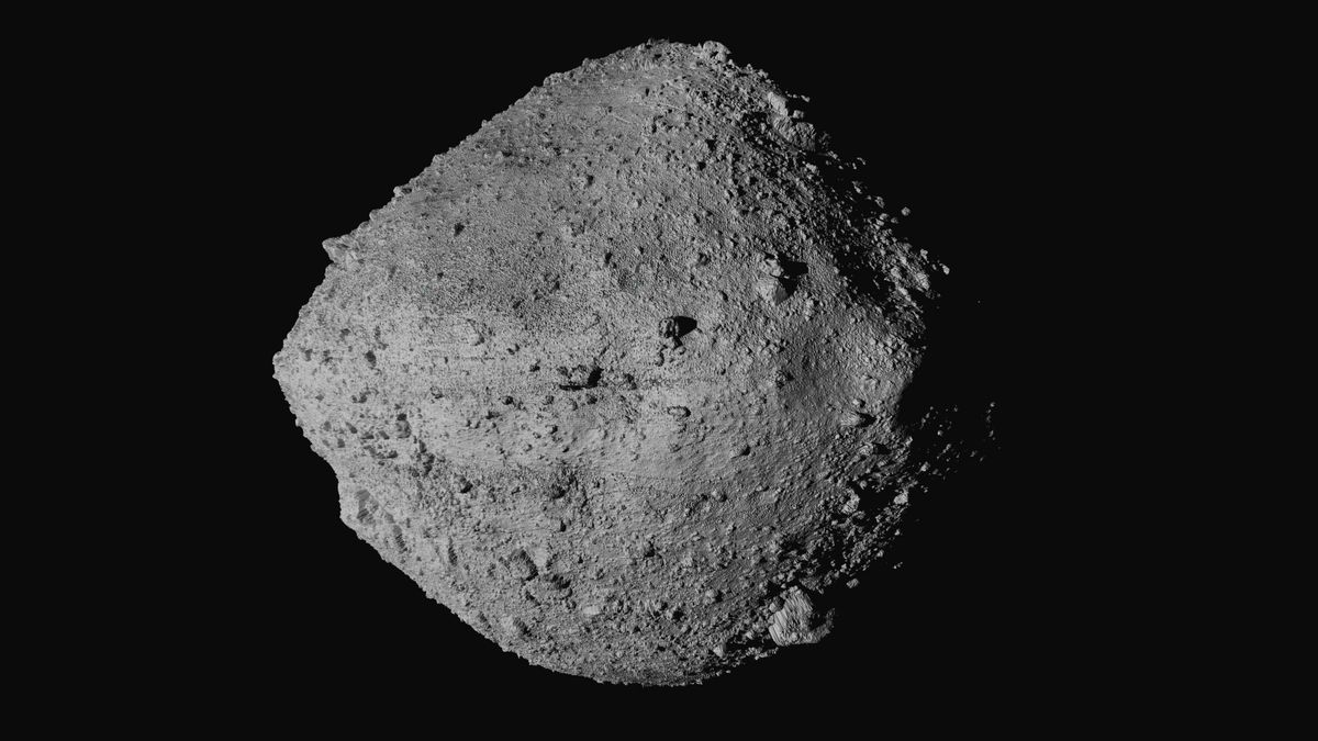 The asteroid Bennu is shown from the OSIRIS-REx spacecraft.  (HOGP)