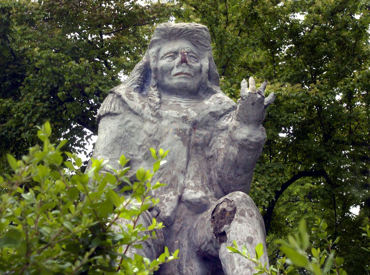 The statue of Chief Spokane Garry was taken down in May.  (File / The Spokesman-Review)