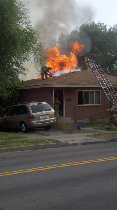 A fire at 534 E. Bridgeport Ave. began in a shed behind the duplex.  (Nina Culver  / Spokesman-Review )