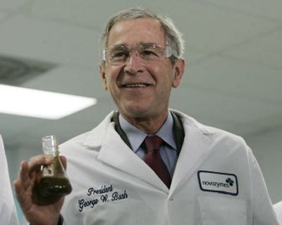 
President Bush visits an ethanol plant in Franklinton, N.C. 
 (Associated Press / The Spokesman-Review)