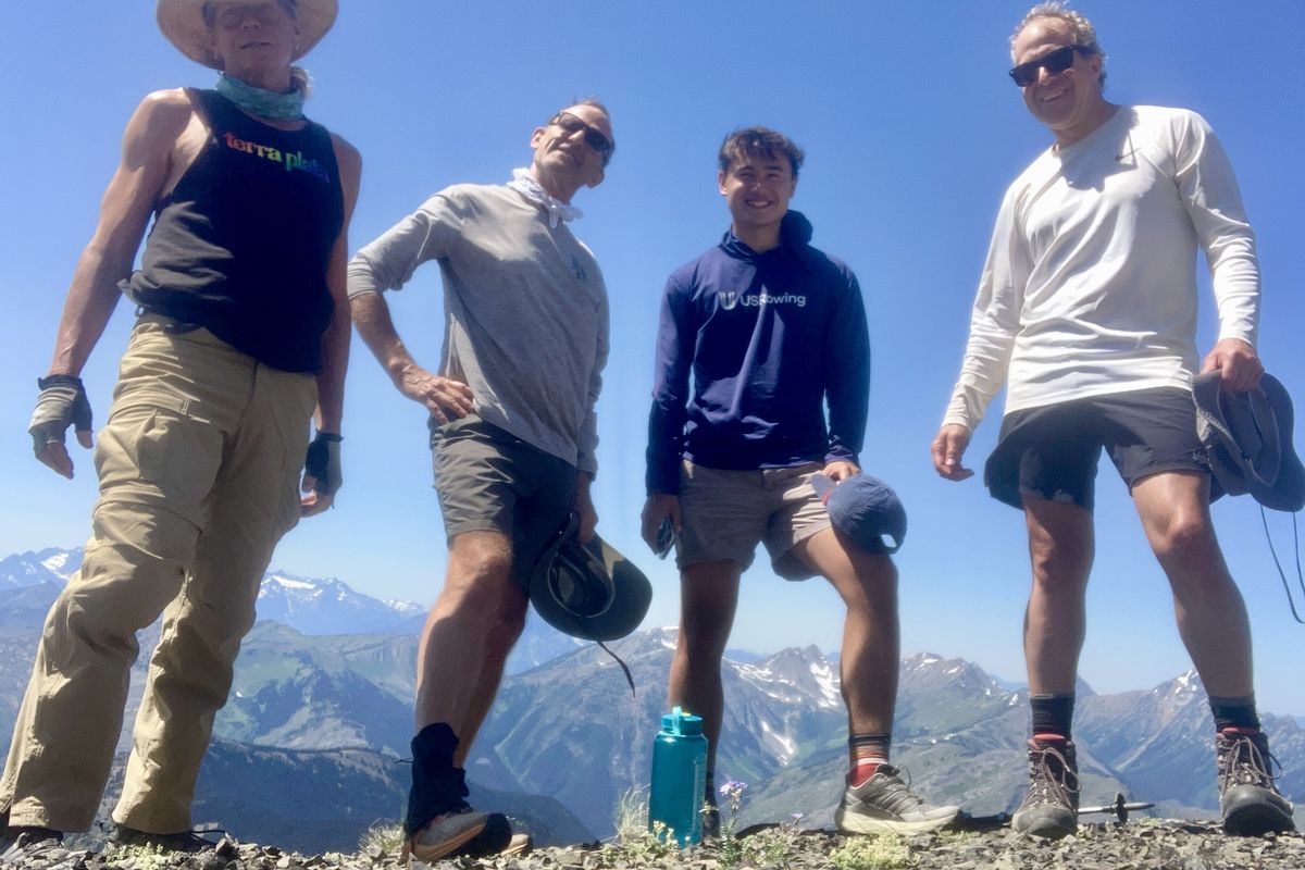 John Nelson, Ted Barnwell, Zane Barnwell and Matt Folwell near the top of Three Fools Peak along the Pacific Crest Trail in the North Cascades. (John Nelson)