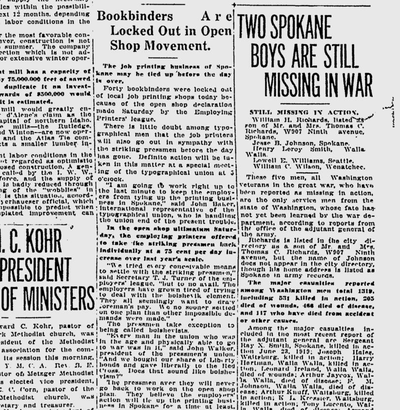 The death toll among Washington soldiers in the war in Europe now stood at 1,319. Of those, 531 were killed in action. (Spokane Daily Chronicle archives)