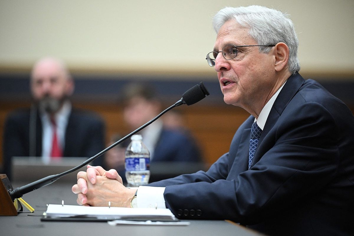 U.S. Attorney General Merrick Garland testifies during a hearing of the House Committee on the Judiciary oversight of the Department of Justice, on Capitol Hill in Washington on Wednesday.  (Mandel Ngan/AFP/Getty Images North America/TNS)