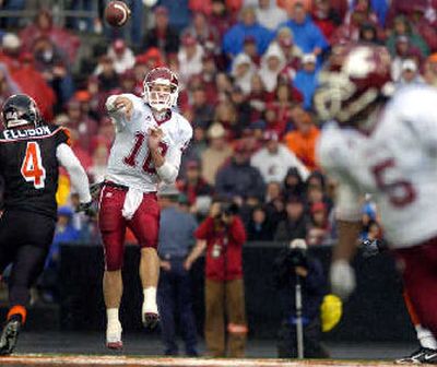
WSU quarterback Alex Brink (10), passed for 531 yards against Oregon State last year, but it seemed to go for naught when he was intercepted four times. 
 (Christopher Anderson / The Spokesman-Review)