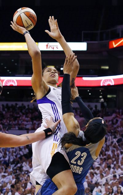 Phoenix’s Brittney Griner had 23 points and 11 rebounds as the Mercury took Game 1 of the WNBA Western Conference finals. (Associated Press)