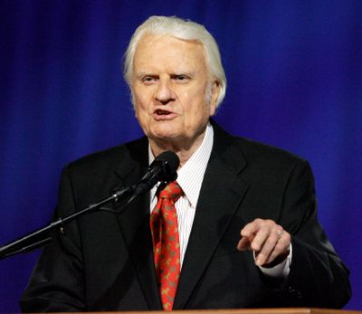 The Rev. Billy Graham preaches at a service in New Orleans in March 2006. (Associated Press)