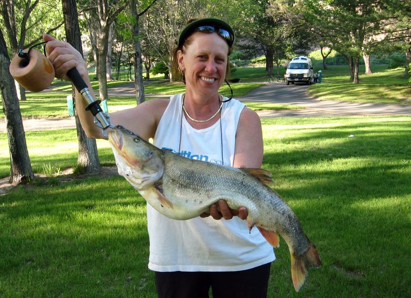 Pamela Ramsden of Deer Park landed the Washington state record pikeminnow, 7.91 pounds, in the Snake near Boyer Park.