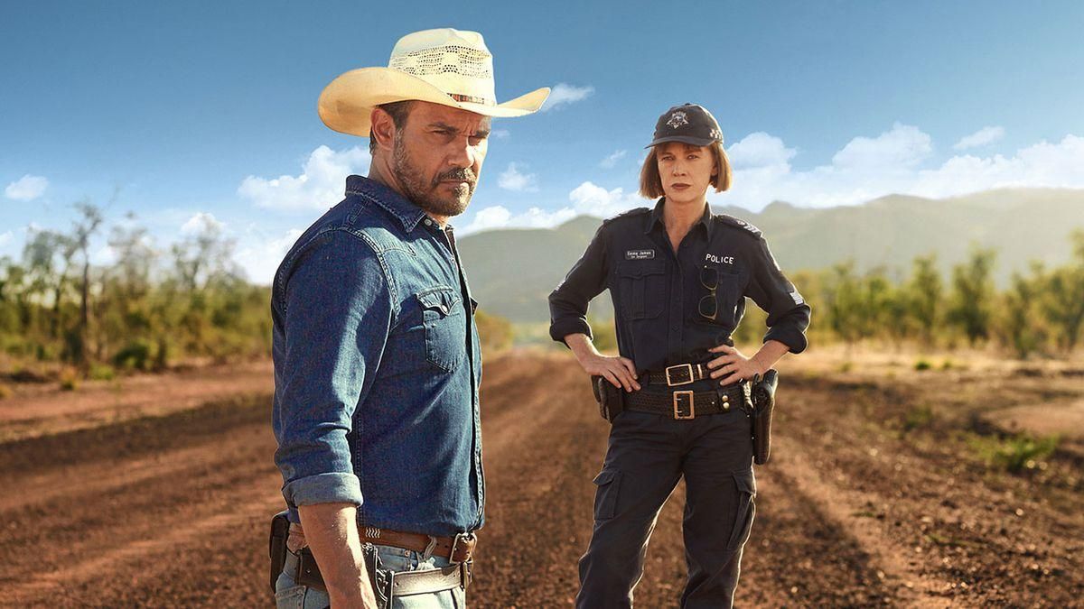 Aaron Pedersen and Judy Davis costar in “Mystery Road.” (Acorn TV)