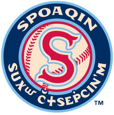 Come June 13, the Spokane Indians will wear uniforms that bear the Spokane Salish language version of their name. (Images courtesy of Spokane Indians)